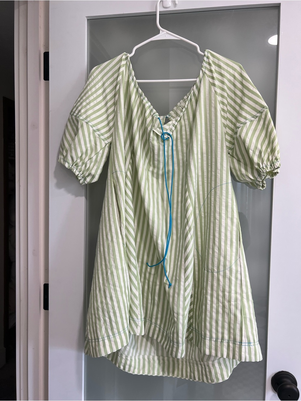Green and white Striped Shift Dress